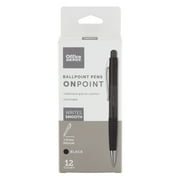 FORAY Office Depot Soft-Grip Retractable Ballpoint Pens, Medium Point, 1.0 mm, Black Barrel, Black Ink, Pack Of 12