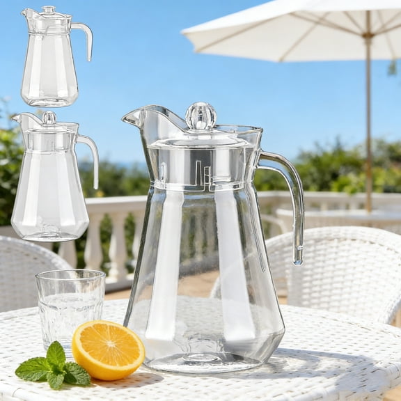 Ouuluon Kettle Large Capacity Water Pitcher with Sealed Leakproof Lid, 1L Clear Drink Pitcher with Handle for Lemonade Iced Tea Juice Storage Party