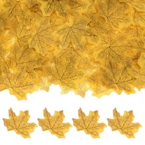 100-Pack Artificial Maple Leaves, Fake Fall Leaves Faux Autumn Leaves for Thanksgiving/Wedding/Party[8cm, Light Yellow]