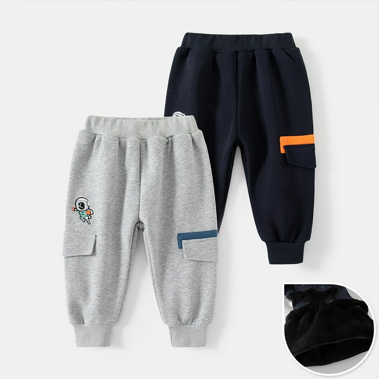 KYAIGUO Toddler Baby Sweatpants for Boys Soft Elastic Waist Casual Trousers Pants Kids Cotton Jogger Thick Fleece Sweatpants for 1 7 Years Old