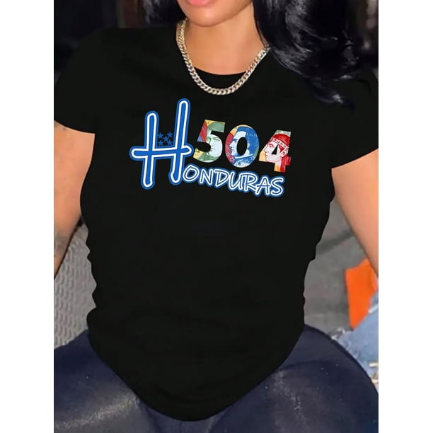 Women's Casual Chic Graphic Tee - Comfy Polyester & Spandex Blend, Crew Neck Short Sleeve, Perfect for Summer