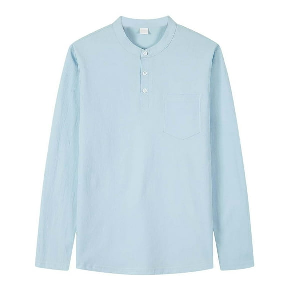 FhsagQ Men's Shirts Mens Shirts Tops Comfortsoft Black Men'S Spring and Summer Loose Fashion Long Sleeve Open Shirt White Mens Shirts Tops Shirts for Men Blue S