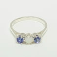 thumbnail image 2 of LBG 18k White Gold Real Genuine Opal & Tanzanite Womens Promise Ring - Size 5.75, 2 of 6
