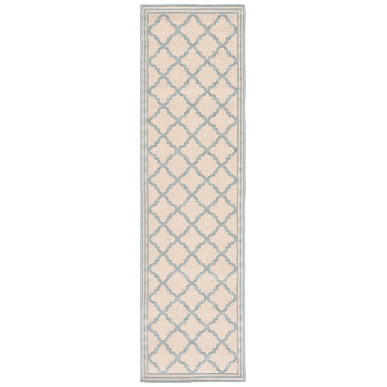 SAFAVIEH Beach House Nima Trellis Indoor/Outdoor Area Rug Cream/Aqua, 6'7" x 6'7" Square