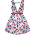 thumbnail image 2 of Robe Fille Ceinture Rouge Fleur Jupe à Bretelles Uniforme Scolaire 7 Ans, 2 of 6