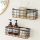 thumbnail image 2 of 2X Estante de pared de hierro con tablero de madera Cesta de almacenamiento colgante Estantes varios Soporte de almacenamiento Estante grande, 2 of 5