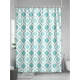 thumbnail image 5 of Teal Blue Cyan Shower Curtain, Morocco Geometric Abstract Waterproof Shower Curtain Set with 12 Hooks Lightweight Washable Fabric Shower Curtains for Bathroom 48x72 Inches, 5 of 6
