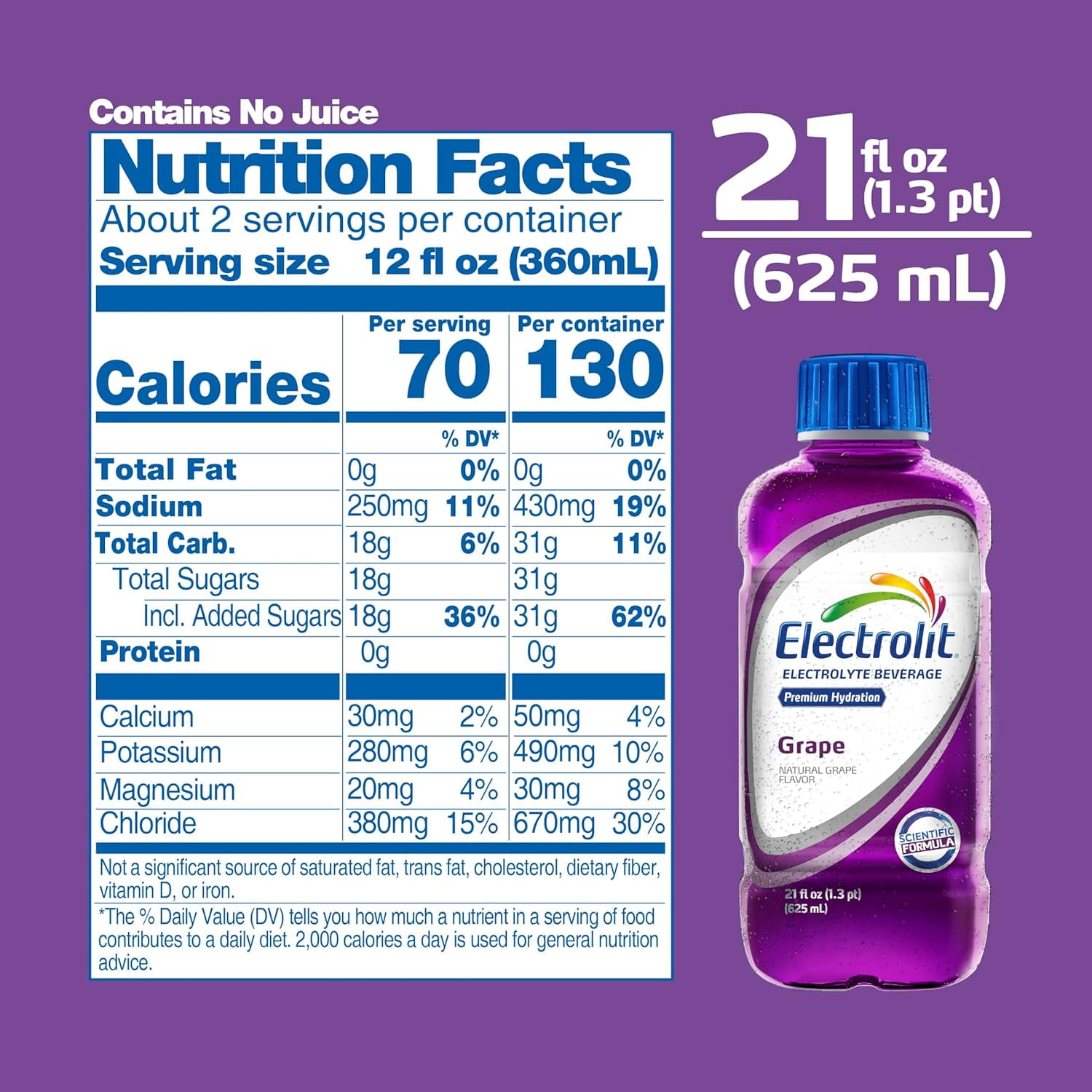 Electrolit Hydration Beverage Grape – 12 Bottles × 21 oz — Rapid Rehydration Electrolyte Drink
