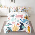 thumbnail image 2 of Homewish Funny Marine Whale Bedding Comforter Set 7 Pieces, Cute Cartoon Sea Turtle Full Bedding Set, Kawaii Ocean Starfish Reversible Fitted Sheet Flat Sheet, Breathable Home Decor, 2 of 7