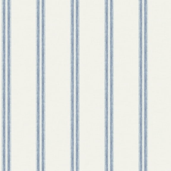 Chesapeake Johnny Navy Stripes Prepasted Non Woven Blend Wallpaper, 20.5-in by 33-ft, 56.4 sq. ft.