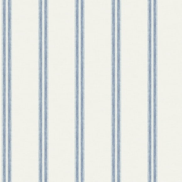 Navy And White Wide Stripe Wallpaper