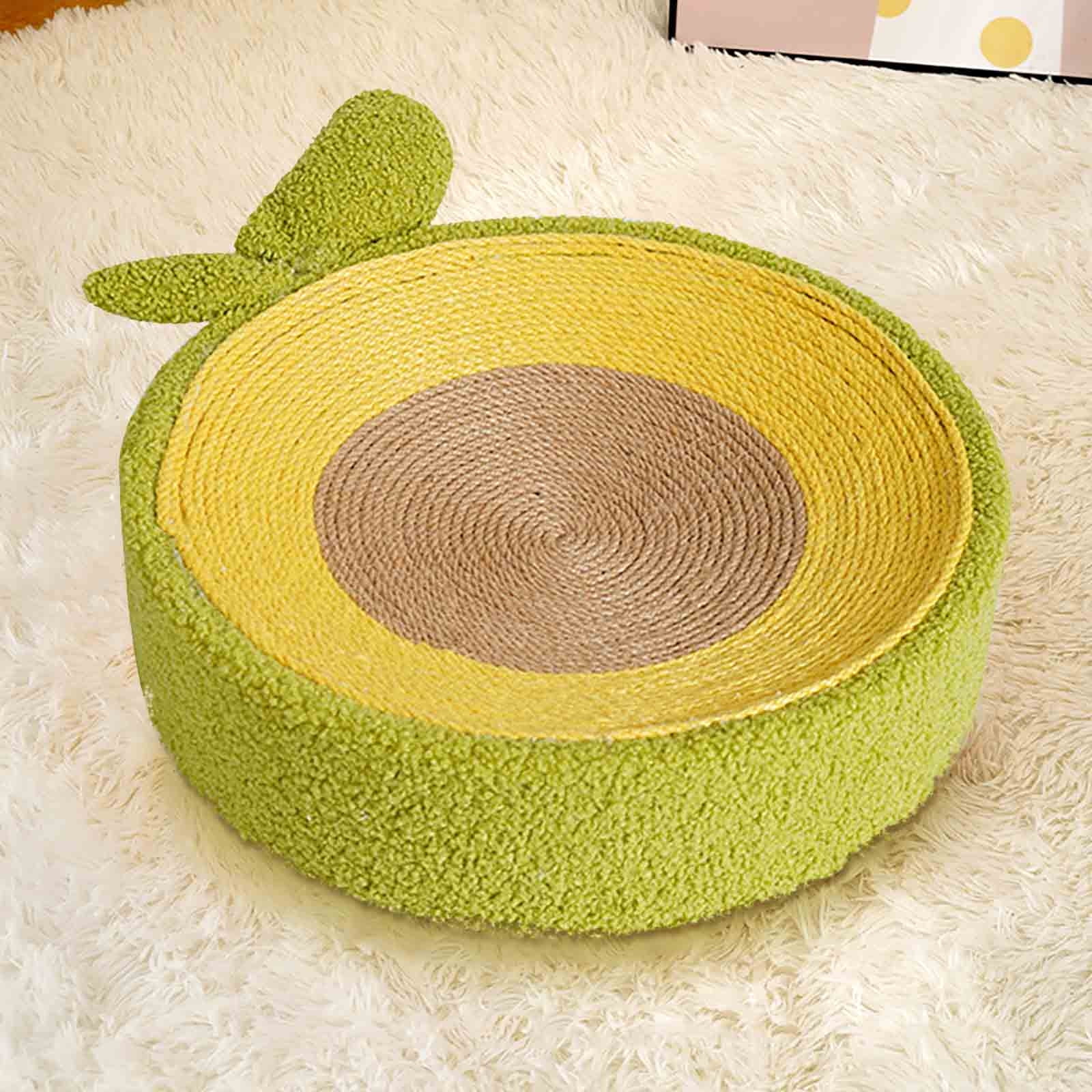 SIYTUAU Cat Scratcher Pad Bowl - Scratch Proof Scratching Post Pet Toy Mat Food Mat Round Design Green green