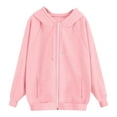 thumbnail image 6 of nerohusy Womens Tunic Hoodie Zip Up Long Sleeve Oversized Hooded Sweatshirts Basic Solid Fleece Y2K Sport Jacket Pockets 2025 Pink,L, 6 of 7