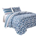 thumbnail image 3 of Orne 3 Piece King Quilt Set with Coastal Print, White and Blue- Saltoro Sherpi, 3 of 5