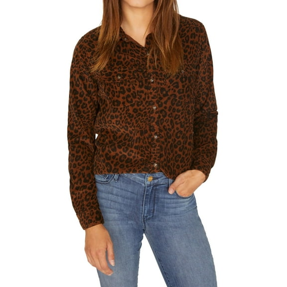 Sanctuary Clothing Womens Urban Leopard Button Up Shirt, Brown, X-Small