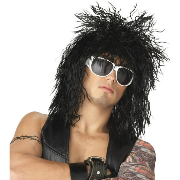 Rocking Dude Black Halloween Costume Wig, for Adult