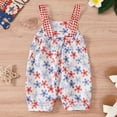 thumbnail image 7 of Zanarzt Toddler 4th Of July Romper Girl 4th Fourth of July Baby Girl Boy Outfit American Flag Print Overalls Shorts Pocket Suspender Romper Clothes Watermelon Red,6-9 Months, 7 of 7