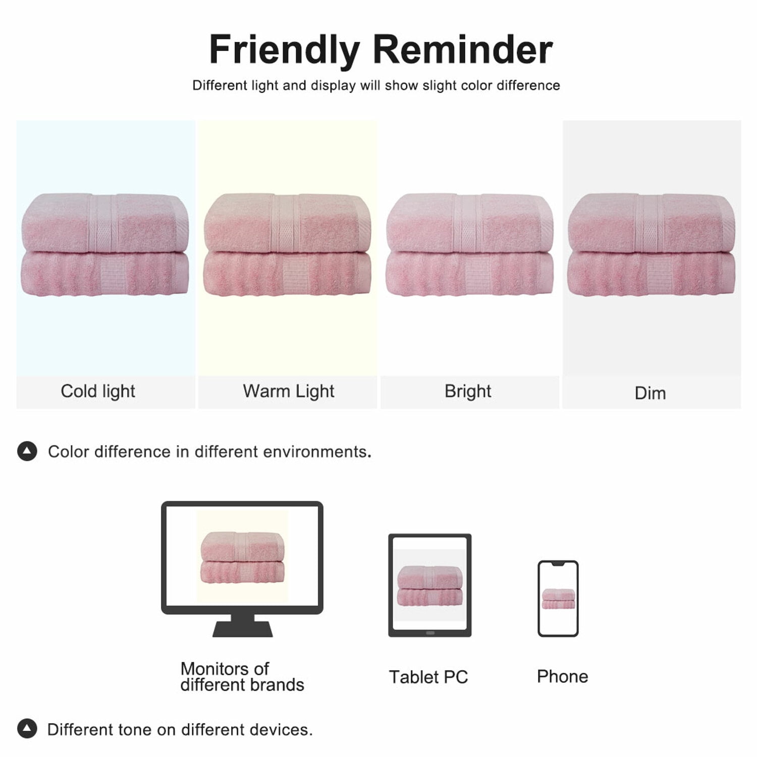 PiccoCasa Absorbent Bamboo Cotton Bath Towels 2pcs 27x54 inch, Pink