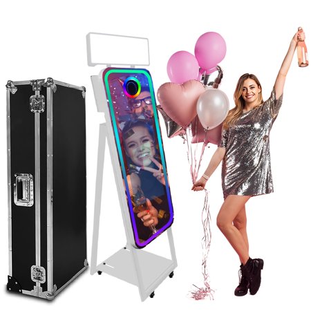 Photo Booth Machine Portable Mirror Magic Selfie Machine 21.5inch Touch Screen APP Control with Flight Case for Party