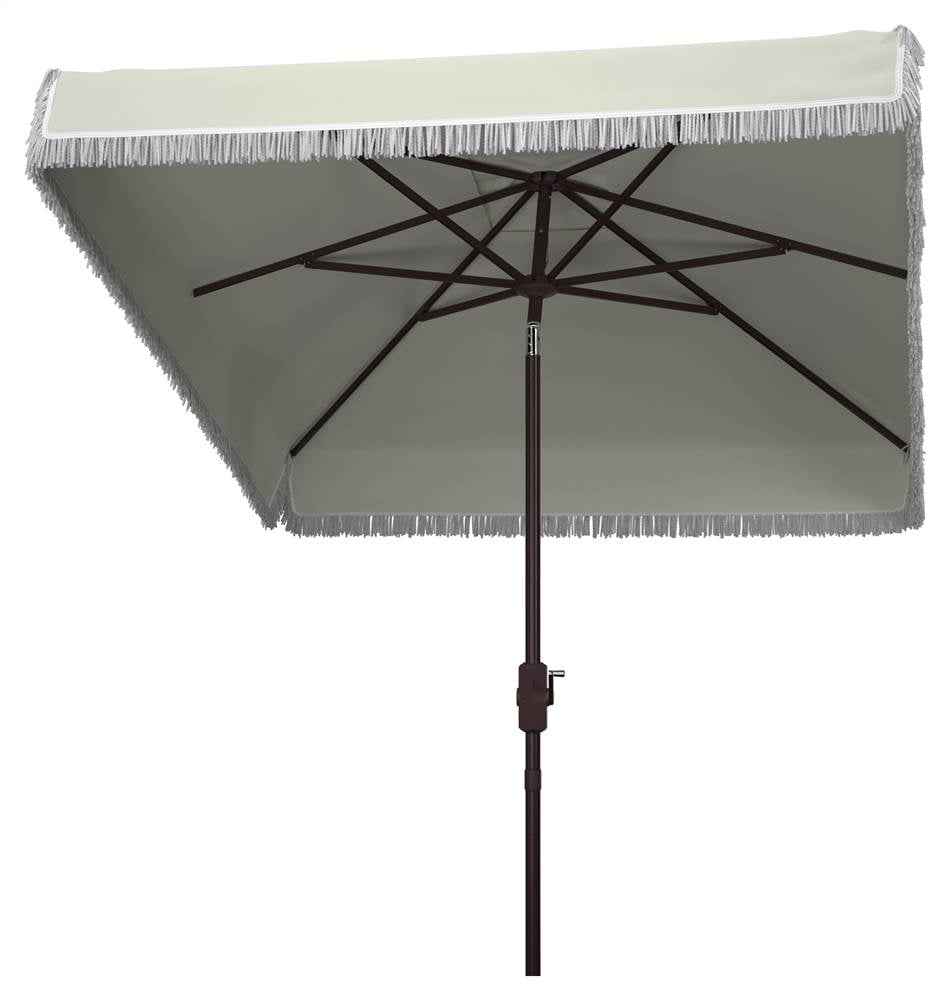 Safavieh Milan Fringe 7 5 Market Crank Square Patio Umbrella White Walmart Com Walmart Com
