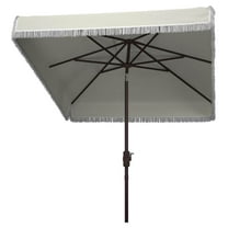 Safavieh Milan Fringe 7.5' Market Crank Square Patio Umbrella, White