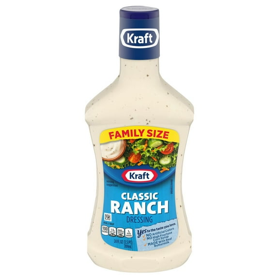 ( 2 Pack ) Kraft Classic Ranch Salad Dressing Family Size, 24 Fl Oz Bottle