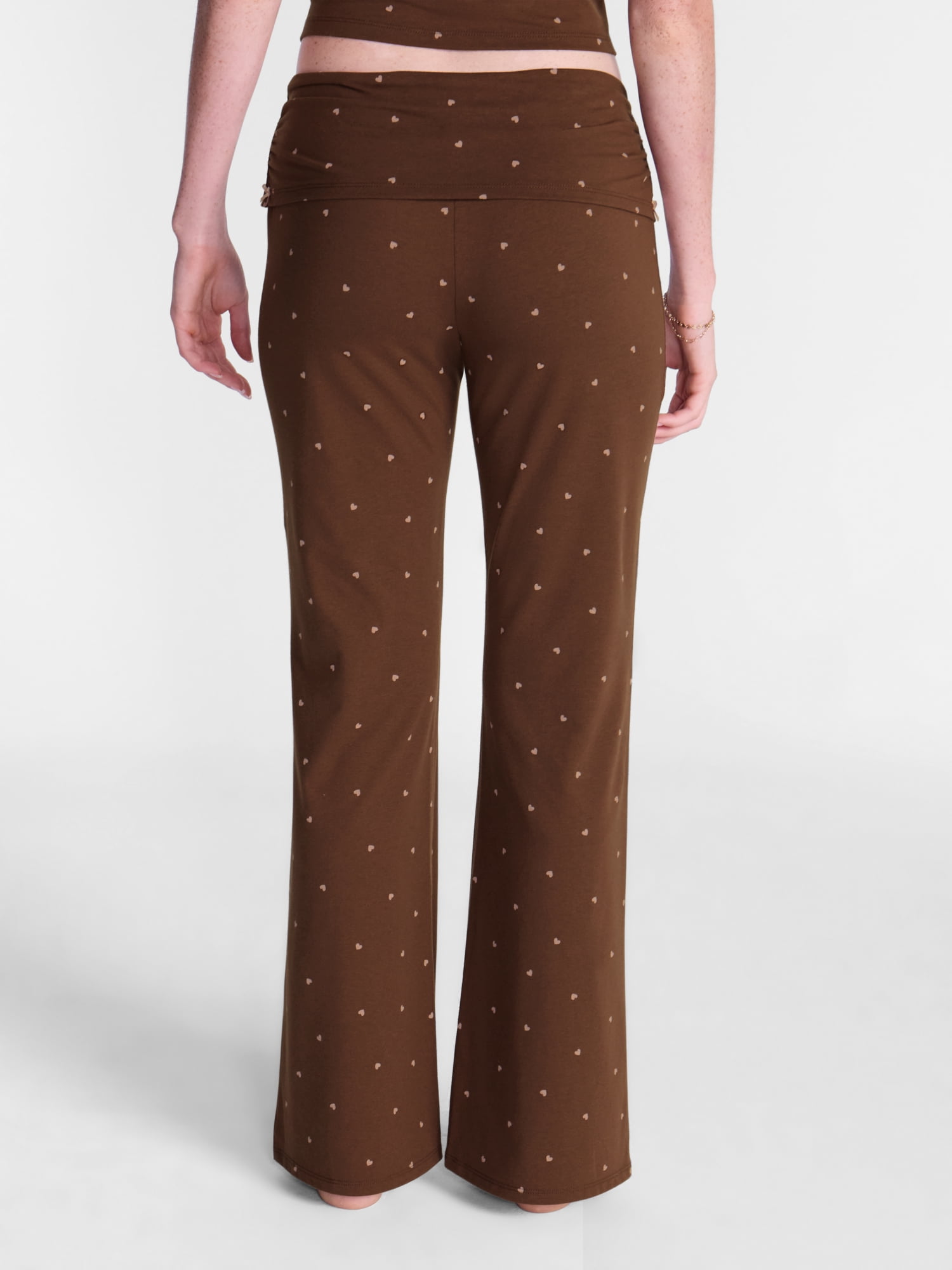 No Boundaries Cotton Blend Jersey Sleep Foldover Pants, 31'' Inseam, Women’s XXS-3X