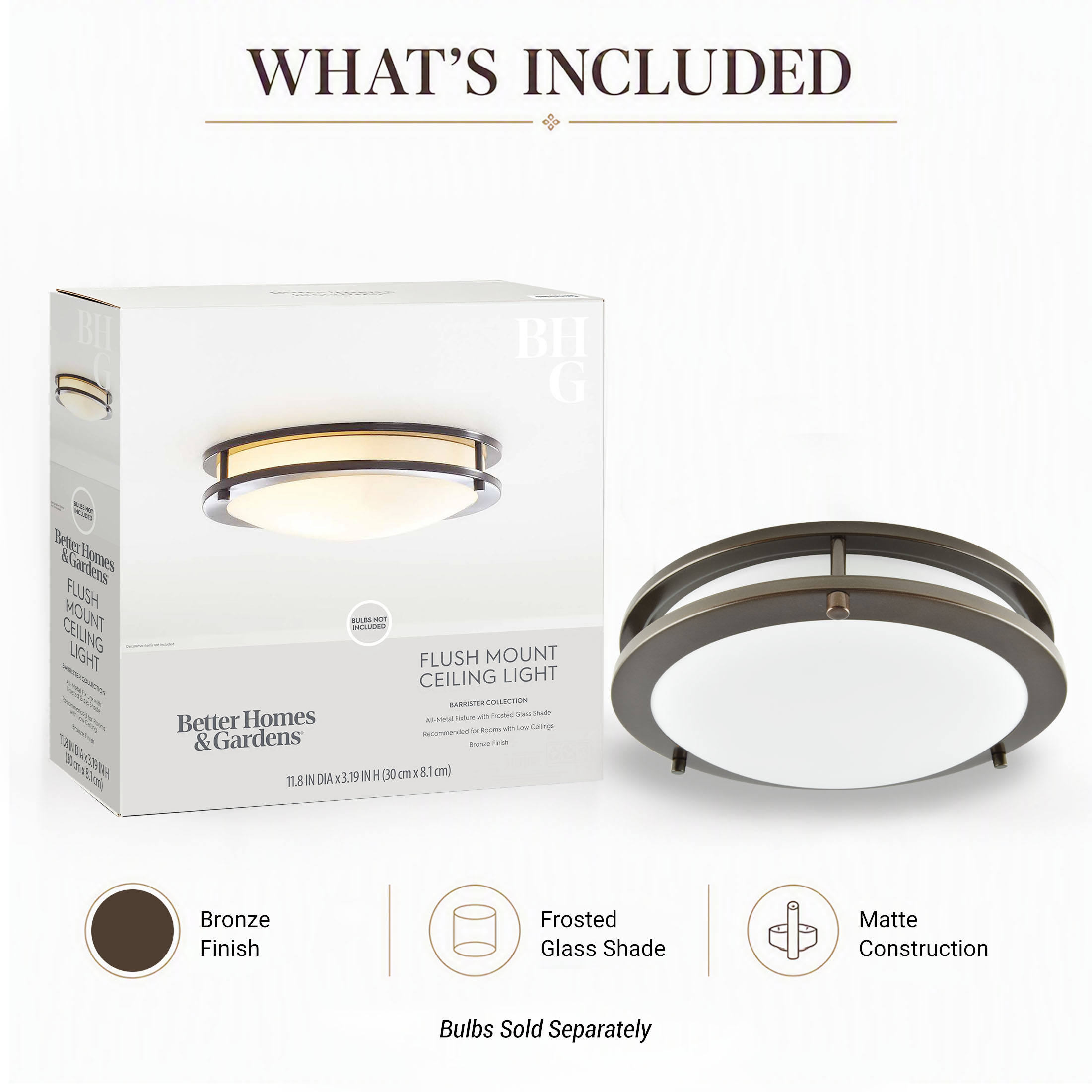 Better Homes & Gardens 12 in Bronze Flush Mount Ceiling Light photo 1
