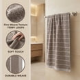 thumbnail image 3 of Unique Bargains Ultra Soft Highly Absorbent Cotton Stripe Bath Towel Grey 55" x 28", 3 of 6