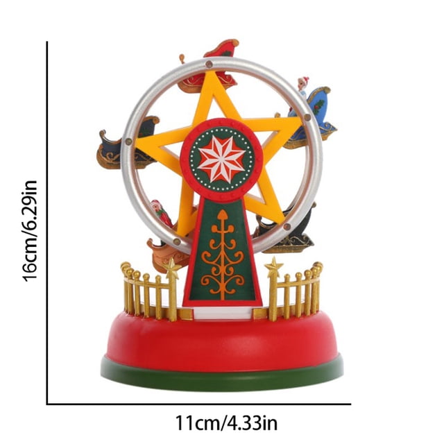 Mini caja de música navideña, carrusel de música luminoso, noria, regalo de Navidad animado, decoración romántica de escritorio