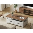 thumbnail image 5 of Affordable Options 47.2" Farmhouse Coffee Table with Drawers – Rustic Walnut Center Table Featuring Ample Storage and Elegant Design for Living Room Decor,White, 5 of 5