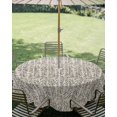 thumbnail image 3 of Outdoor Tablecloth with Umbrella Hole Zipper Beige Black Striped Round Tablecloth 60" Waterproof Outside Table Cloth Abstract Modern Art Irregular Stripe Patio Table Cover Tablecloths for Picnic, 3 of 8