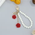 thumbnail image 4 of Trendy Pearls Chain and Rose Keychain with Alloy Clasp Rustproof Key Holder Resin Flower Keyring Elegant Bag Charm, 4 of 8