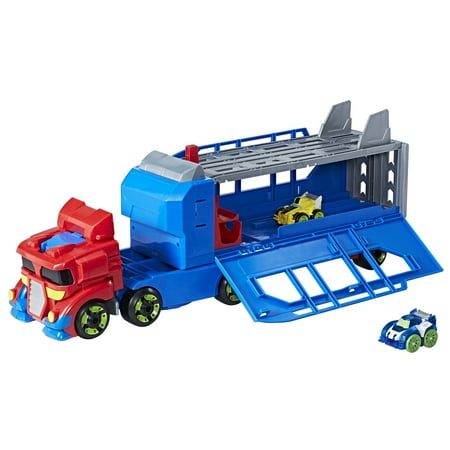 Playskool Heroes Transformers Rescue Bots Flip Races Optimus Prime Race Track Trailer