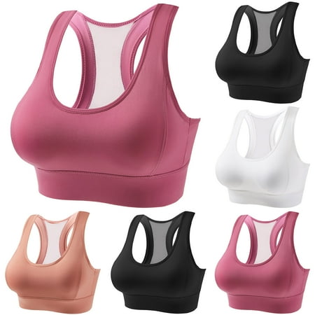 Darzheoy Bras for Women No Underwire Sports Bra For Women Fitness Running Shockproof Yoga Tank Top Front Zipper Racerback Bra M