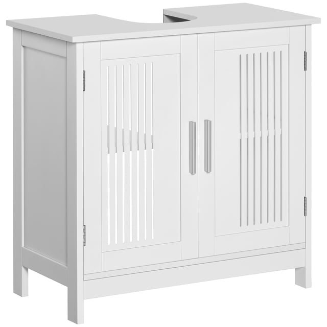 kleankin Coiffeuse de Salle de Bain Moderne avec Évier, Armoire de Rangement sur Pied