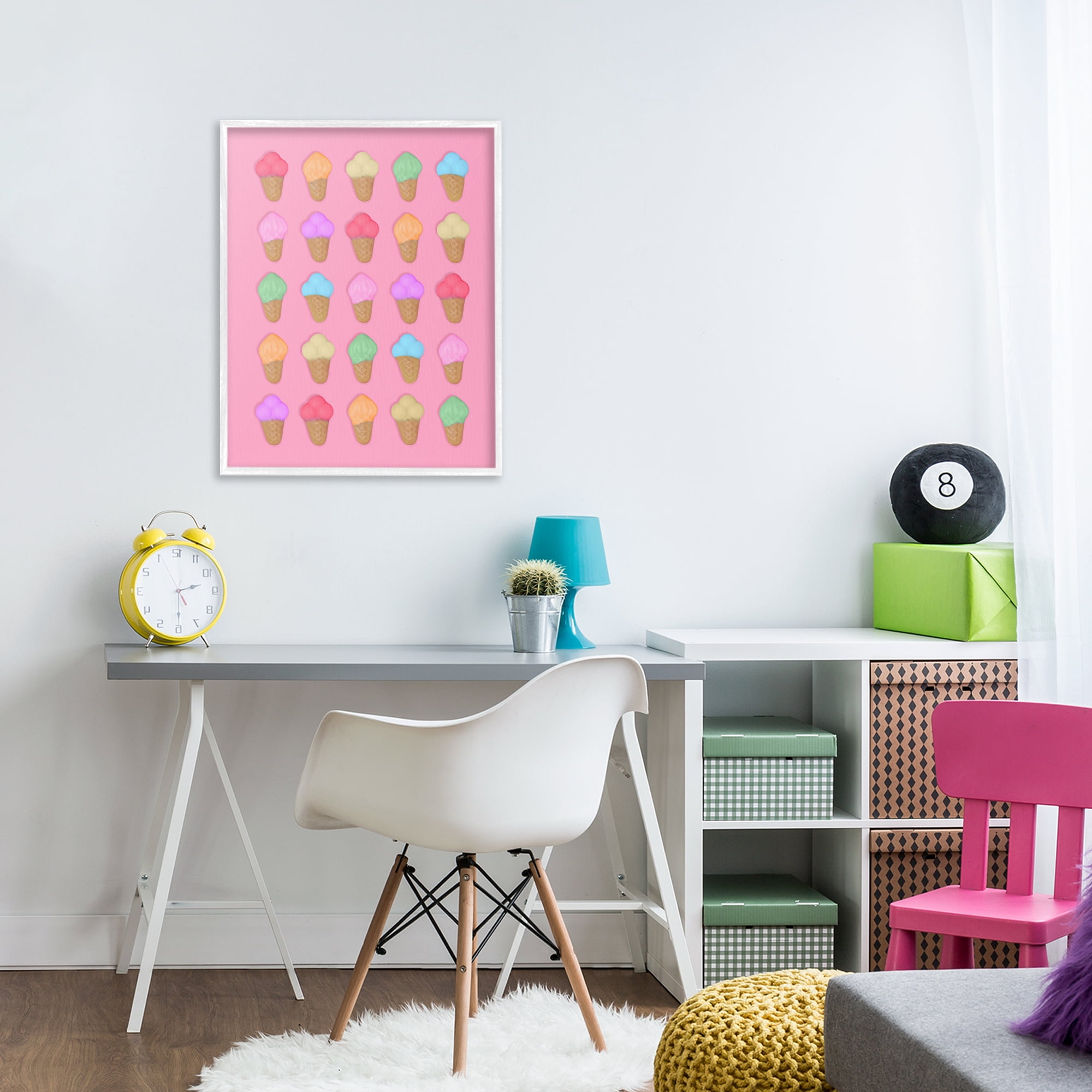 Stupell Industries Ice Cream Candies on Pink White Framed Giclee Art, design by LISH Creative