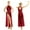 Burgundy, variant on Sequined Mesh Maxi Lyrical Dance Dress High Split Halter Ballet Dance Leotard