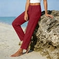 thumbnail image 7 of IMENGL Women's Wide Leg Pants Soft High Waist Elasitc Straight Linen with Pockets Trousers Loose Casual Cropped Pant for Womens,M-XXXL, 7 of 7