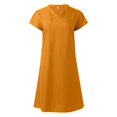 thumbnail image 4 of Summer Dress Women's Linen Dresses Casual V Neck Midi Dress Short Sleeve A Line Dress Beach Dress Without Accessories Ladies Causal Dresses Petite Dresses for Women Casual Long Sleeve Loose Plain, 4 of 5
