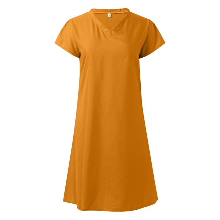Tshirt Dress Women Summer Short Sleeve V Neck Loose Fit Cotton A Line  Casual Midi Dresses T Shirt Dresses for Women - Walmart.com
