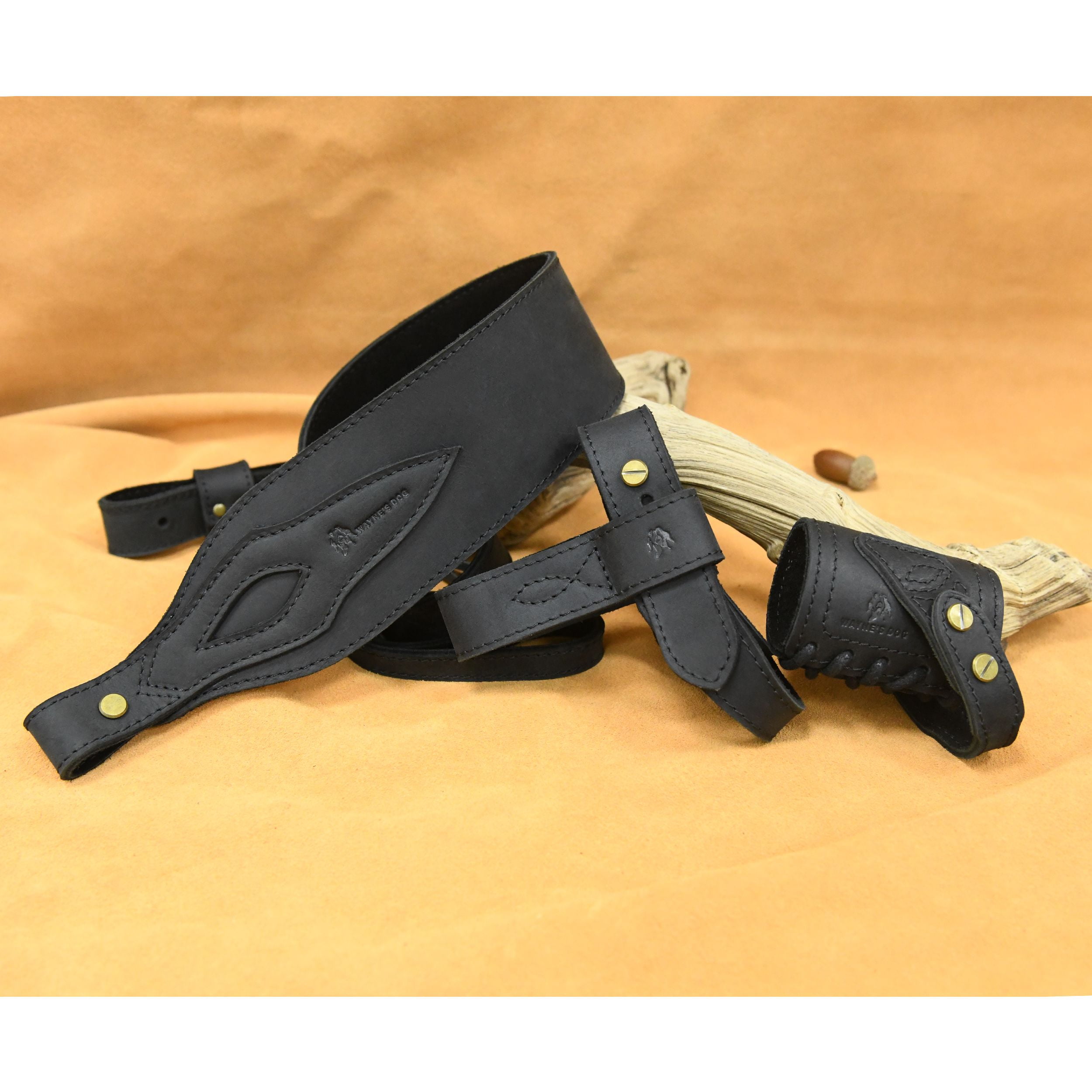 1 Suit Full Leather Rifle No Drill Harnessed Buttstock Holder Cover , Barrel Mount with Leather Gun  Sling