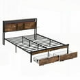 thumbnail image 2 of Full Size Metal Platform Bed Frame with Wooden Headboard and Footboard - No Box Spring Needed, Easy Assembly, Gray, for Bedroom, 2 of 18