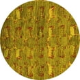 thumbnail image 1 of Ahgly Company Indoor Round Abstract Yellow Modern Area Rugs, 3' Round, 1 of 4