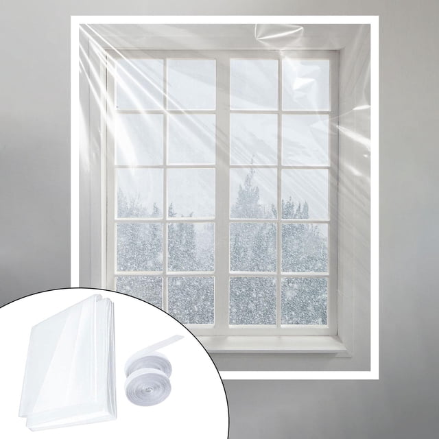 de aislamiento para ventanas, película aislante para ventanas, espesante transparente para acondicionamiento para el invierno, cubierta retráctil 74 pulgadas x 79 pulgadas Soledad Película aislante para ventanas