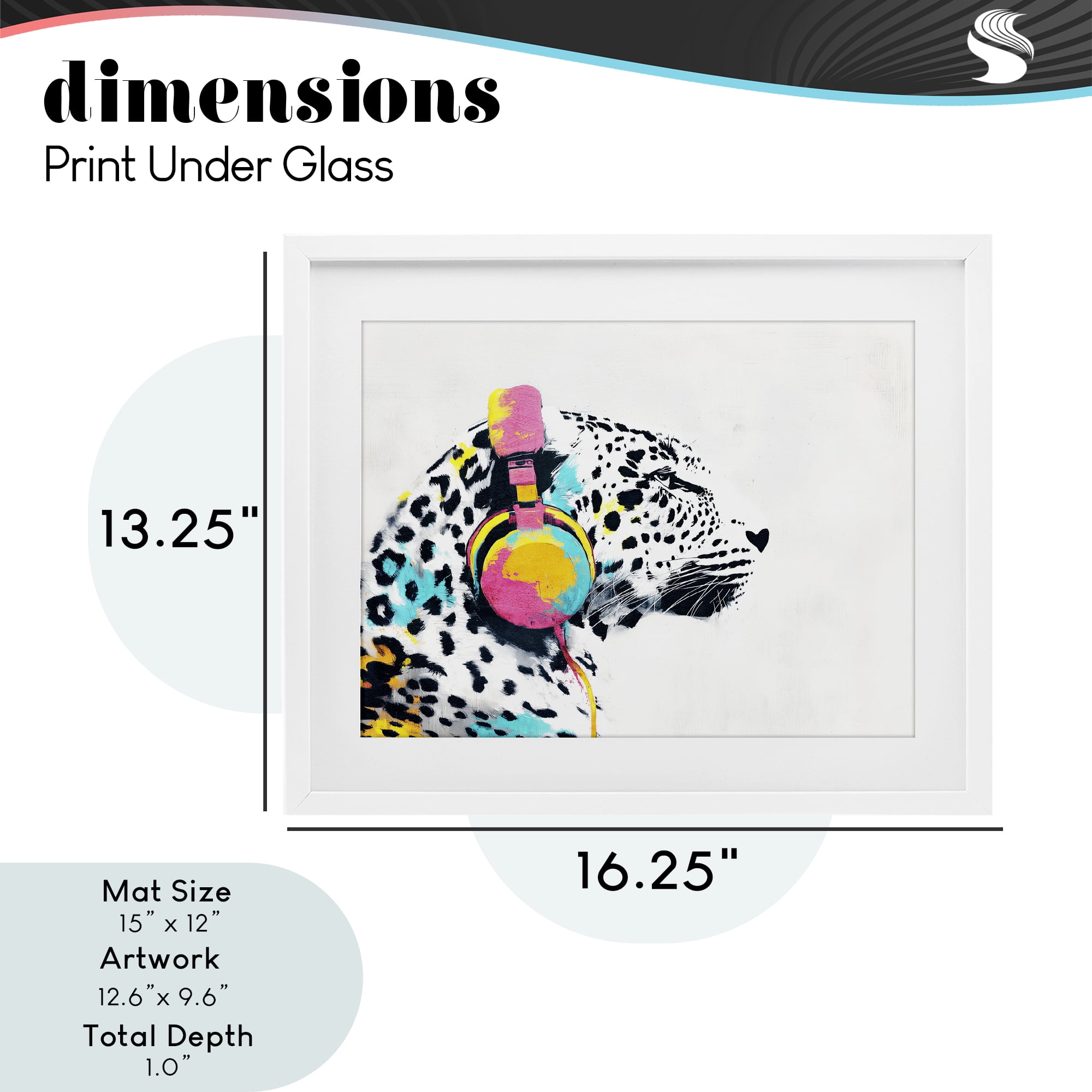 Stupell Industries Leopard On Air Headphones White Framed Print Under Glass, design by Svetlana Aleynikova