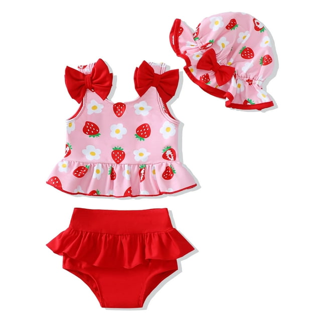 Traje de baño Mioglrie Strawberry para niños de 12 a 18 meses, 2 piezas