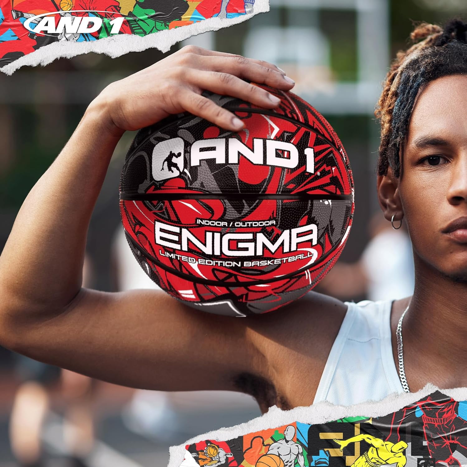 バスケットAND1 AND1 Enigma Youth Rubber Basketball Size 5 27.5 inch Indoor