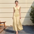 thumbnail image 4 of Maxi Skirt Set Women 2 Piece Outfits Sleeveless Top Maxi Skirt Solid Going Out Vacation Light Yellow M, 4 of 9