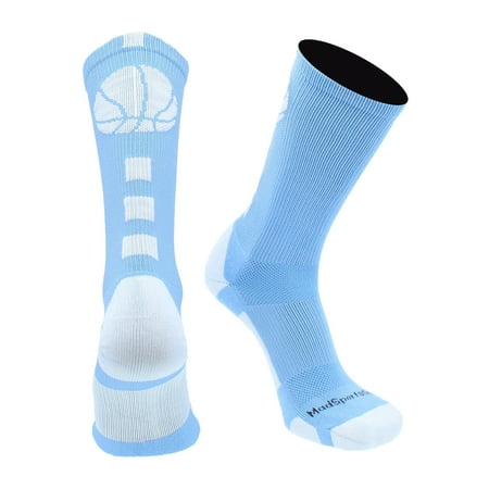 

Basketball Socks with Basketball Logo Crew Socks (Columbia Blue/White Small)